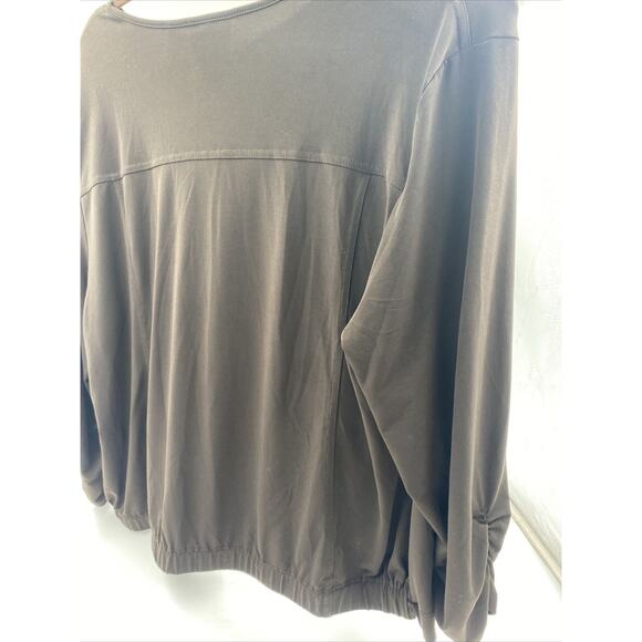 Chicos 3 Jacket Womens XL Maroon Faux Suede Gold Zip Up Pockets Collarless Coat - Picture 4 of 6